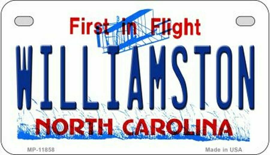 Williamston North Carolina State Background Novelty Motorcycle Plate