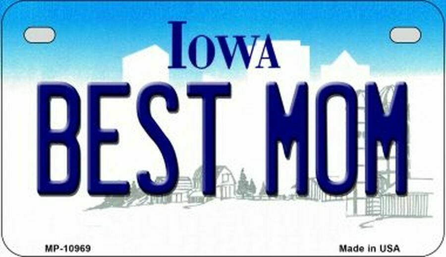 Bad Mom Iowa State Background Novelty Motorcycle Plate
