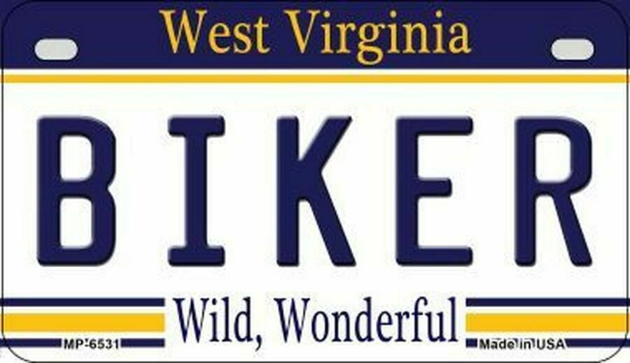 Biker West Virginia State Background Novelty Motorcycle Plate