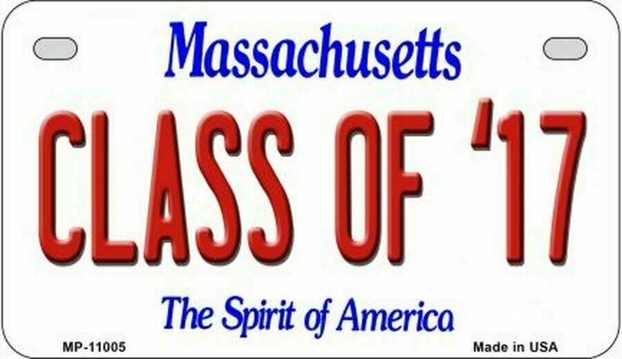Class of '17 Massachusetts State Background Novelty Motorcycle Plate