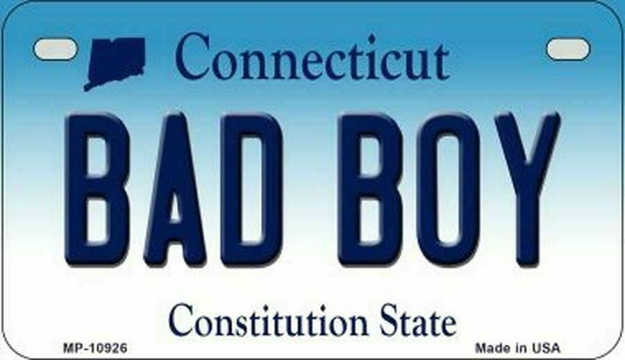 Bad Boy Connecticut State Background Novelty Motorcycle Plate