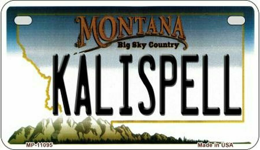 Kalispell Montana State Background Novelty Motorcycle Plate
