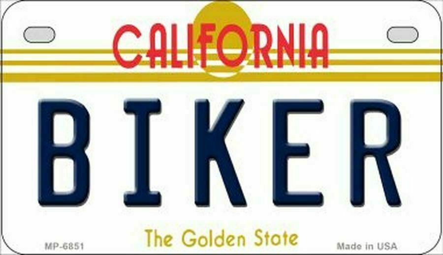 Biker California State Background Novelty Motorcycle Plate