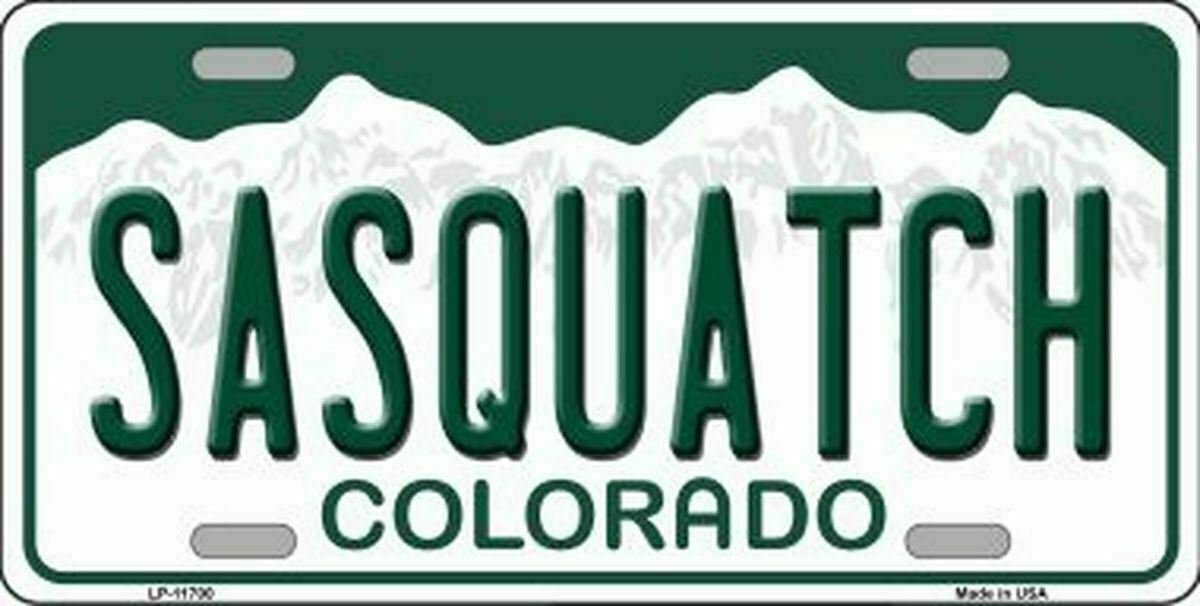 Sasquatch Colorado State Background Novelty License Plate