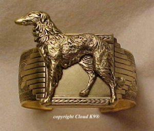 Standing Borzoi CUFF BRACELET   Russian Wolfhound  *Signed* Jewelry