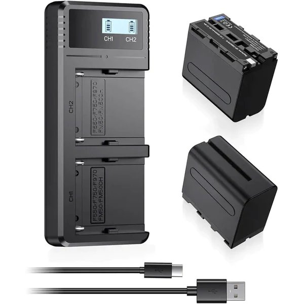 360SPB 2 Pack NP-F970 Battery And Fast Charger For IPad Photo Booth