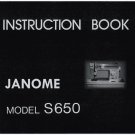 Janome  S650 _Instruction Book _PDF format _Digital Download