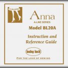 Baby Lock Anna  Model: BL20A _Instruction Manual _Digital Download _PDF format