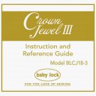 Baby Lock Crown Jewel III -Model: BLCJ18-3 _Instruction Manual _Digital Download _PDF format