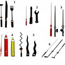 Specialty - Novelty Clock Hands Tools/Crayons/Silverware/Fishing Poles/Wavy/Golf Clubs Specialty - Novelty Clock Hands Tools/Crayons/Silverware/Fishing Poles/Wavy/Golf Clubs