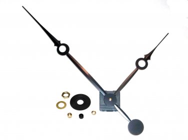 High Torque Clock Movement  (Silent Sweep) Extended Shaft w/14 in. Black Sword Fancy Hands (No7)