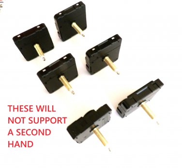 Six High Torque Silent Sweep Clock Movements With The Extended Shaft, 15/16" Threaded
