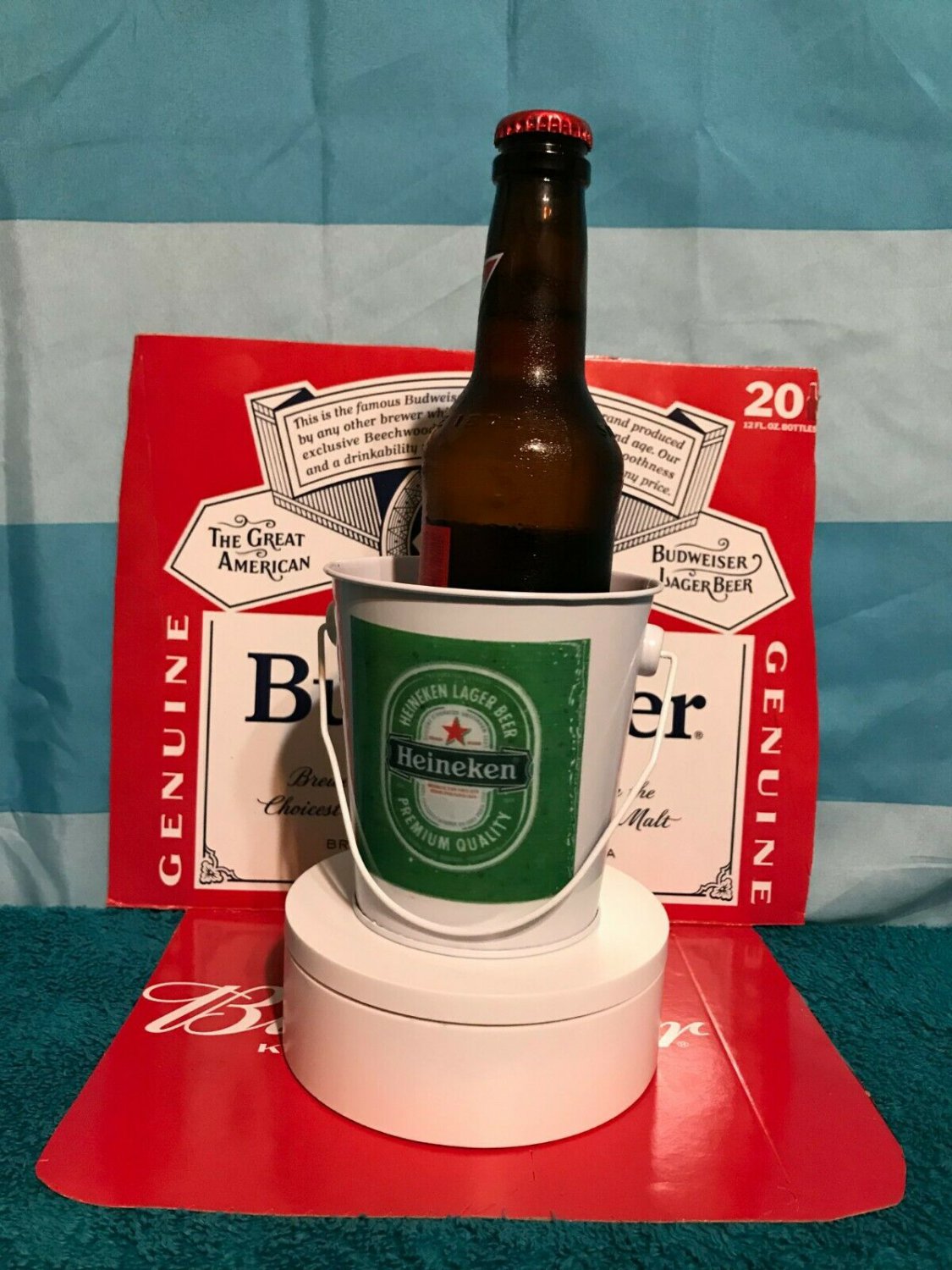 Heineken Custom Handmade Mini Metal Beer Bucket Sublimation NEW
