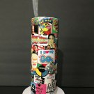 I LOVE THE 80's A-Team Magnum Madonna Dukes Terminator MTV Pacman Steel tumbler