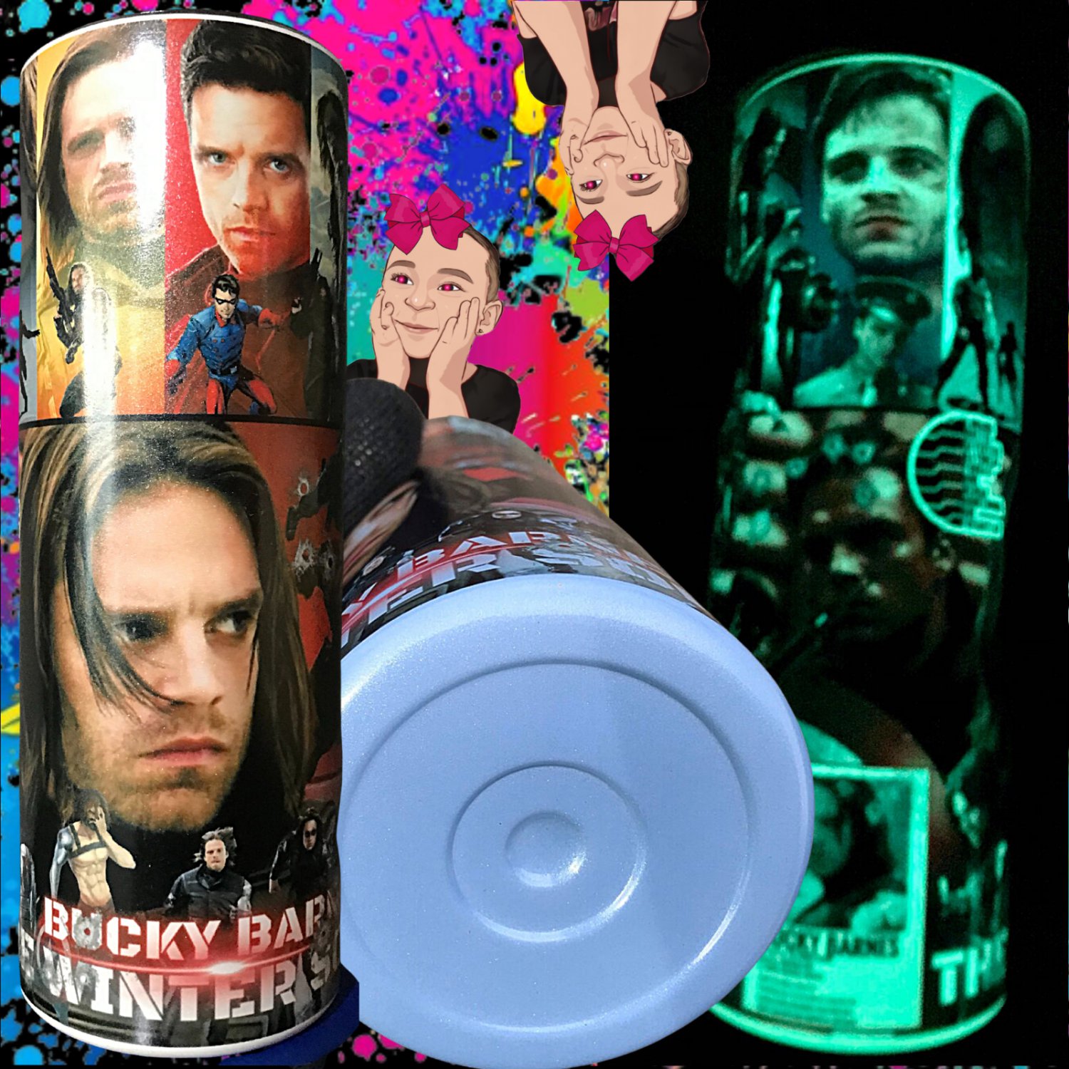 Bucky Winter Soldier Captain Marvel Disney UV Color Change Glow in Dark Tumbler