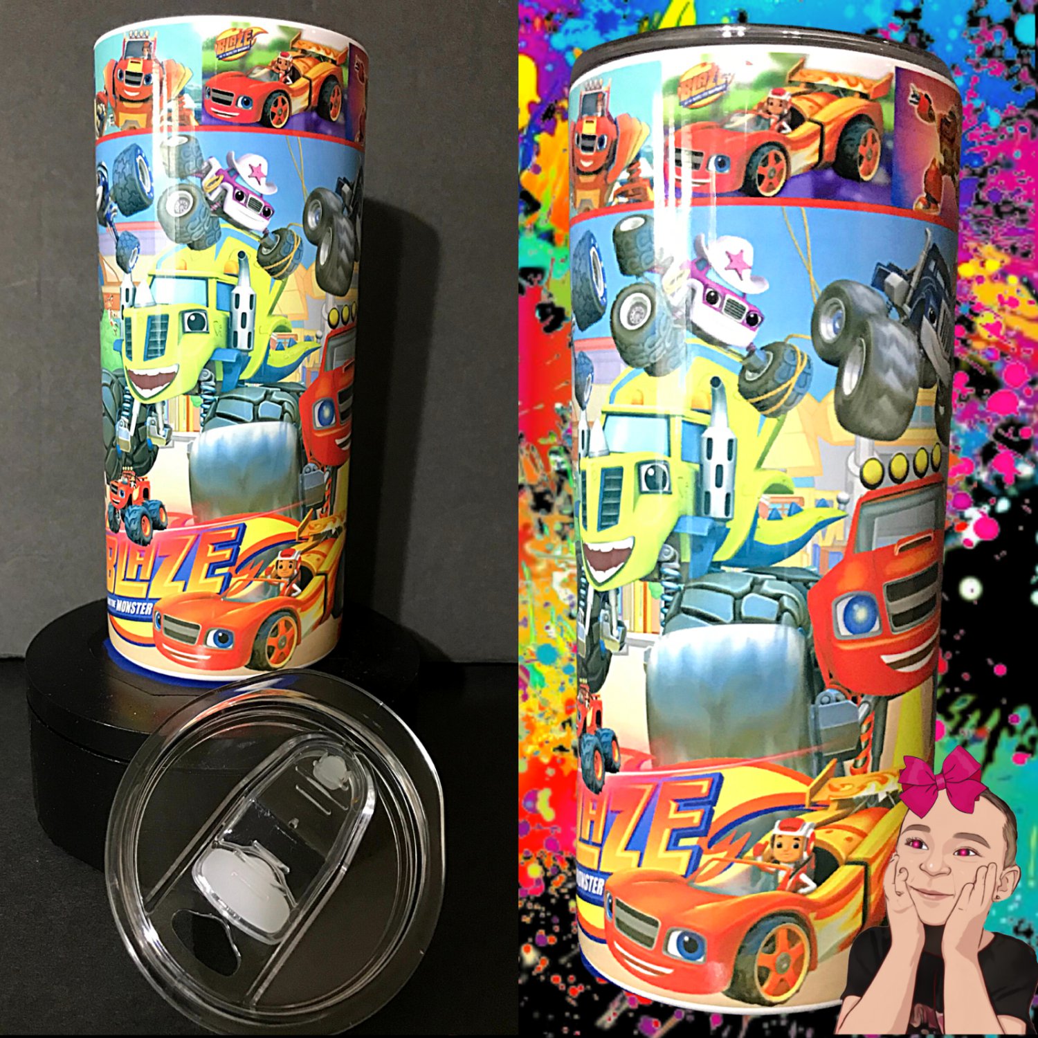 Blaze Monster Machine Disney Netflix Cartoon Kids Toddler 15 oz. Steel Tumbler