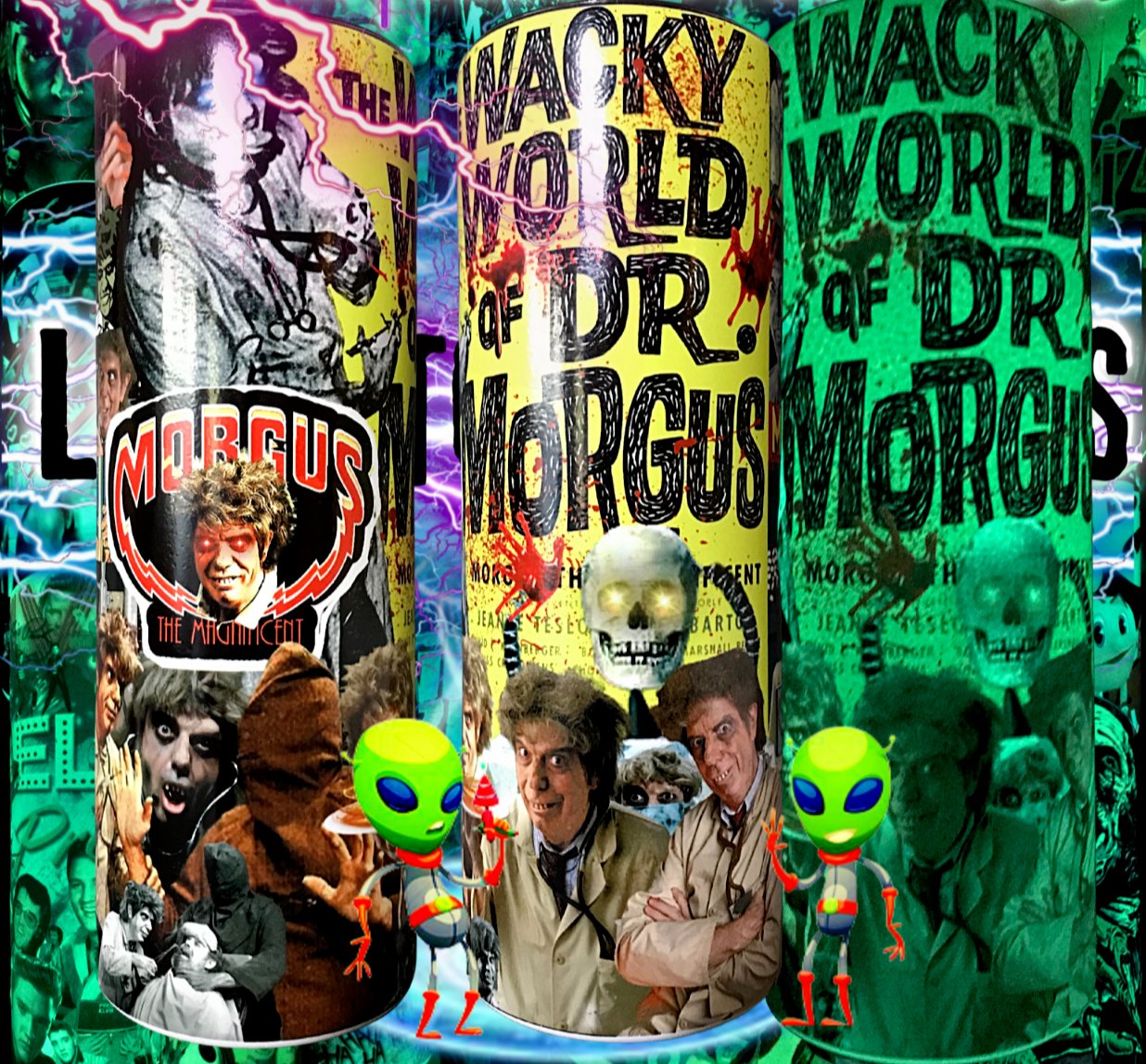 Morgus the Magnificent Chopsley ghouls Horror monsters Glow in Dark Tumbler