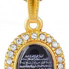 Gold Plated CZ Studded Black Enamel Islam Quran pendant