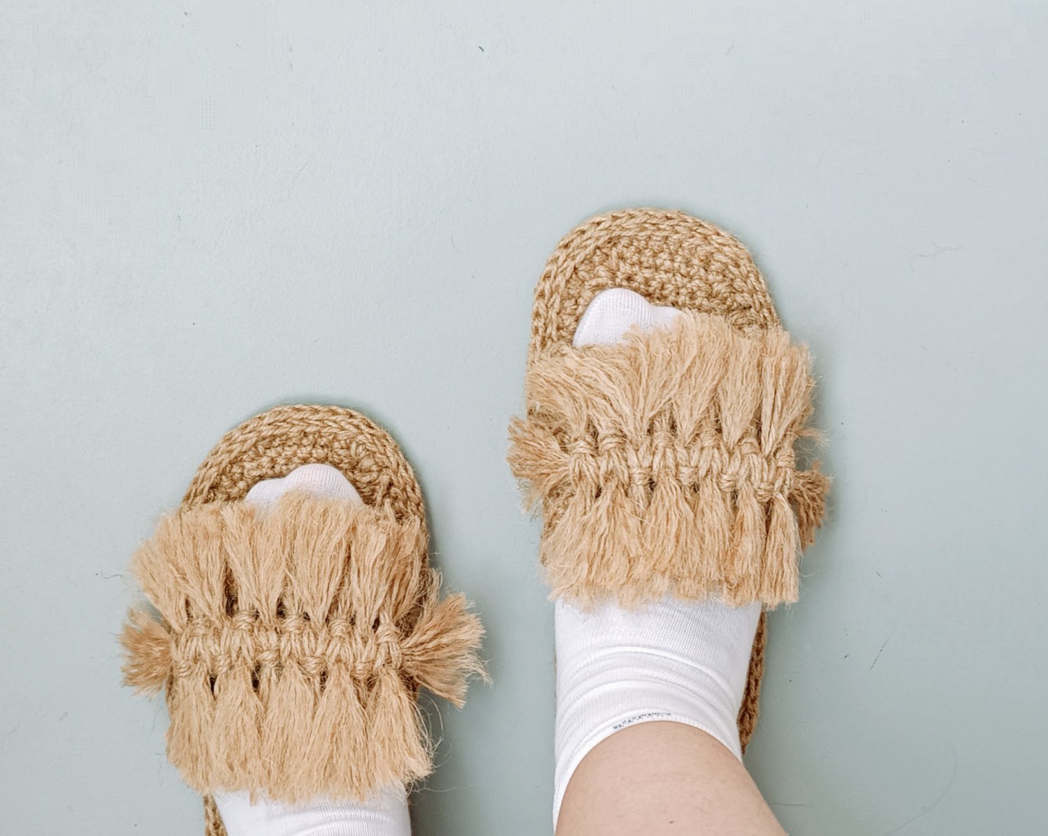 Macrame slippers hemp Boho sandal indoor