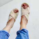 Custom Ivory boho sandal open toe slippers for indoor strappy