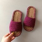 Womens hemp slippers Viva magenta Natural shoes Cotton knitted slides Handmade