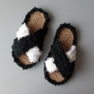 Rope sandals Eco beach Hemp slippers womens Black and White
