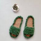 Custom slippers Emerald green slide Fuzzy slippers women Christmas Gift