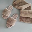 Women house shoes beige slipper Faux fur Crochet slippers Christmas Gift Women house shoes beige slipper Faux fur Crochet slippers Christmas Gift