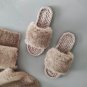 Women house shoes beige slipper Faux fur Crochet slippers Christmas Gift