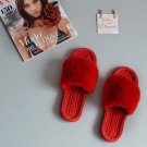 Red terry cotton shoes - Fur slippers women indoor - Christmas Gift Red terry cotton shoes - Fur slippers women indoor - Christmas Gift