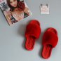 Red terry cotton shoes - Fur slippers women indoor - Christmas Gift