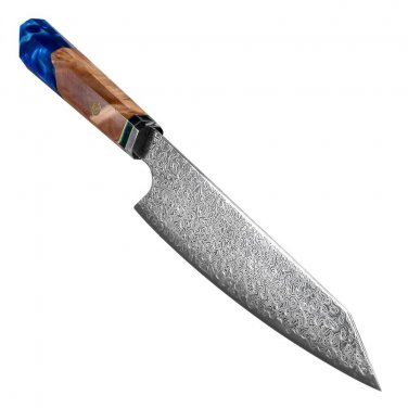 Japaese 8 Inch Kiritsuke VG10 67 Layer Damascus Chef Kitchen Knife Blue Resin
