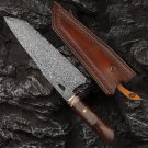 New Handmade Damascus Chef Knife 8.5 Inch Home Kitchen Tool Leather Sheath New Handmade Damascus Chef Knife 8.5 Inch Home Kitchen Tool Leather Sheath