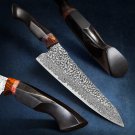 Chef Knife 8.5″ Damascus Steel Kitchen Knife Leather Sheath Home Cookin Tools