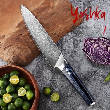 Japanese Damascus Chef Knife Kitchen Cookware Cutlery Tool Birthday Gift Blue