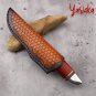 Fixed Blade Damascus Hunting Knife Groomsmen Gift Leather Scabbard Outdoor Tool