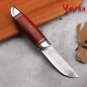 Fixed Blade Damascus Hunting Knife Groomsmen Gift Leather Scabbard Outdoor Tool