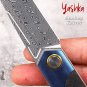 Handmade Hunting Knife Folding Blade Damascus Steel Leather Scabbard Outdoor New