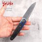 Handmade Hunting Knife Folding Blade Damascus Steel Leather Scabbard Outdoor New