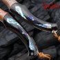 Damascus Folding Knife VG10 Steel Travel Tool Black Ebony Titanium Handle Knives