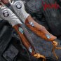 Handmade Hunting Knife SKD11 Folding Blade EDC Pocket Knives Leather Scabbard