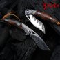 Handmade Hunting Knife SKD11 Folding Blade EDC Pocket Knives Leather Scabbard