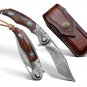 Handmade Damascus Hunting Knife VG10 Folding Blade Custom Knives Outdoor Tool