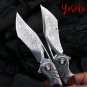 Handmade Damascus Hunting Knife VG10 Folding Blade Custom Knives Outdoor Tool