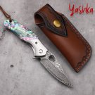 Damascus Folding Knife EDC Outdoor Tactical Home Tool Minimalist Design Survival