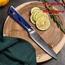 Japanese Petty Knife 5 Inch Damascus Blade Chef Utility Kitchen Home Tool Blue