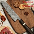 Japanese Damascus Kitchen Knife 7 Inch Bunka Blade Black Ebony Handle Chef Tools