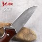 Damascus Folding Knife 3.5 Inch Blade Rosewood Handle Tactical Pocket Hunting