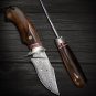 Damascus Hunting Knife Fixed Blade 3.6 inch Tactical Knives Leather Scabbard NEW