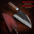 Handmade Cleaver VG10 Damascus Steel 8.5 Inch Chef Kitchen Knife Leather Sheath Handmade Cleaver VG10 Damascus Steel 8.5 Inch Chef Kitchen Knife Leather Sheath